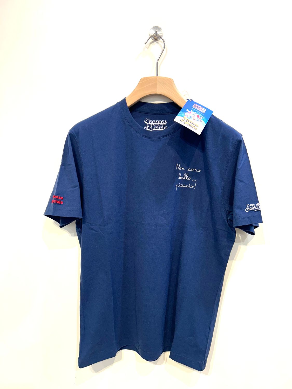 Tshirt in cotone organico “ Non sono bello…Piaccio ! “ Col. Bleu