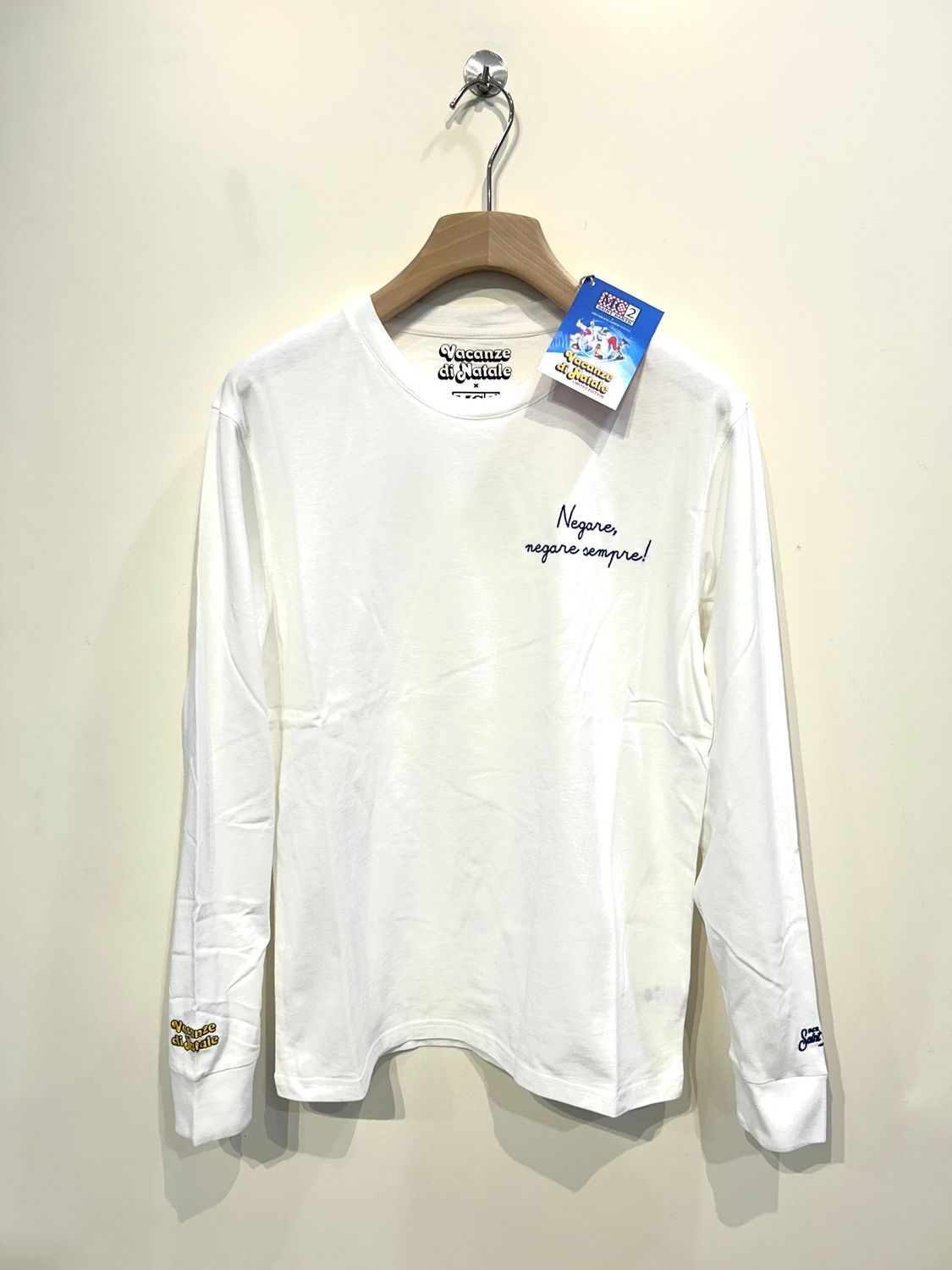 Tshirt manica lunga in cotone organico “ Negare, negare sempre ! “ Col. Latte