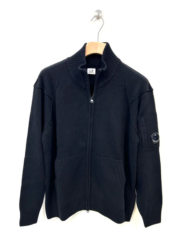 Maglia full zip in lambswool. Col. Nero