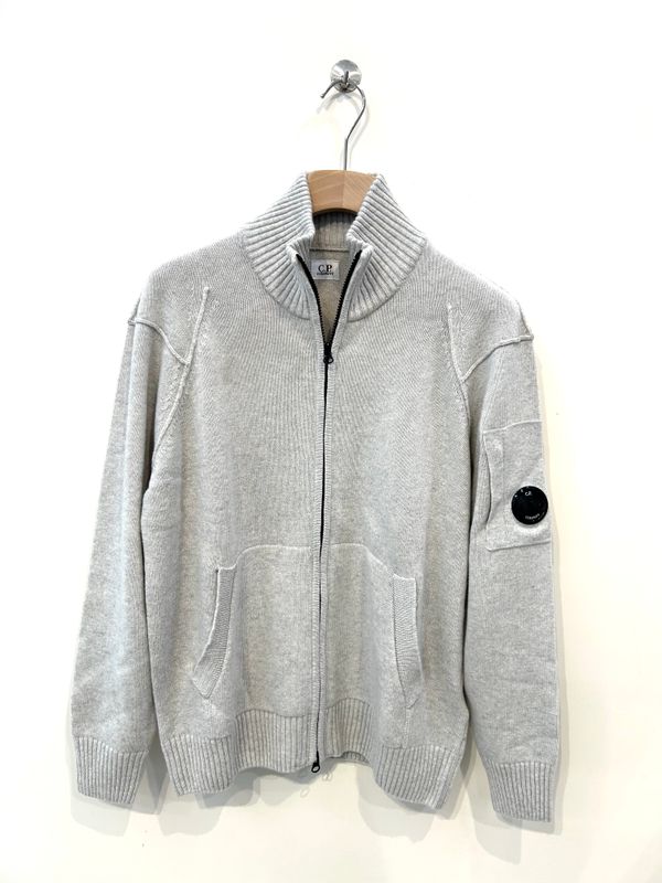 Maglia full zip in lambswool. Col. Grigio Chiaro