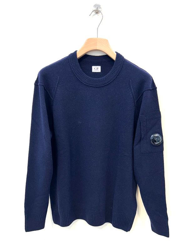 Maglia girocollo in Lambswool . Col. Navy