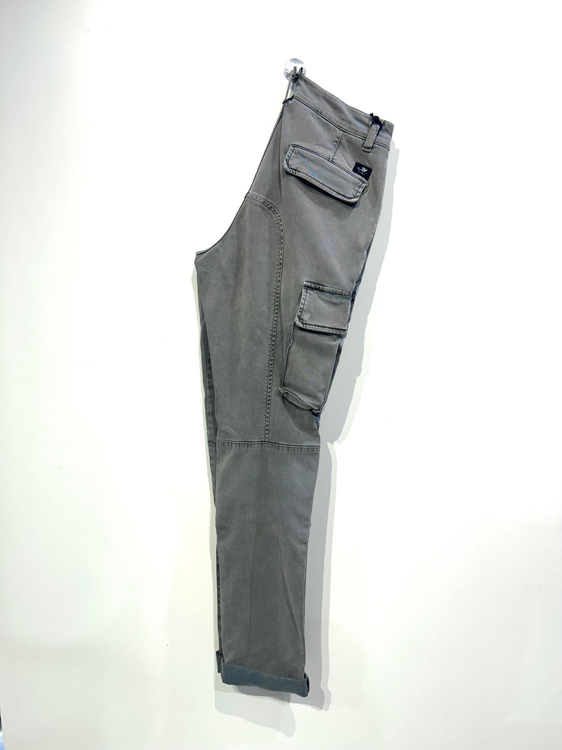 Pantacargo in gabardina di cotone marmorizzata supervintage. Col. Militare