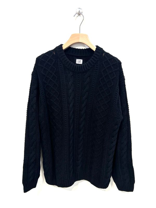 Maglione girocollo con logo jacquard sulla schiena in lambswool . Col. Nero