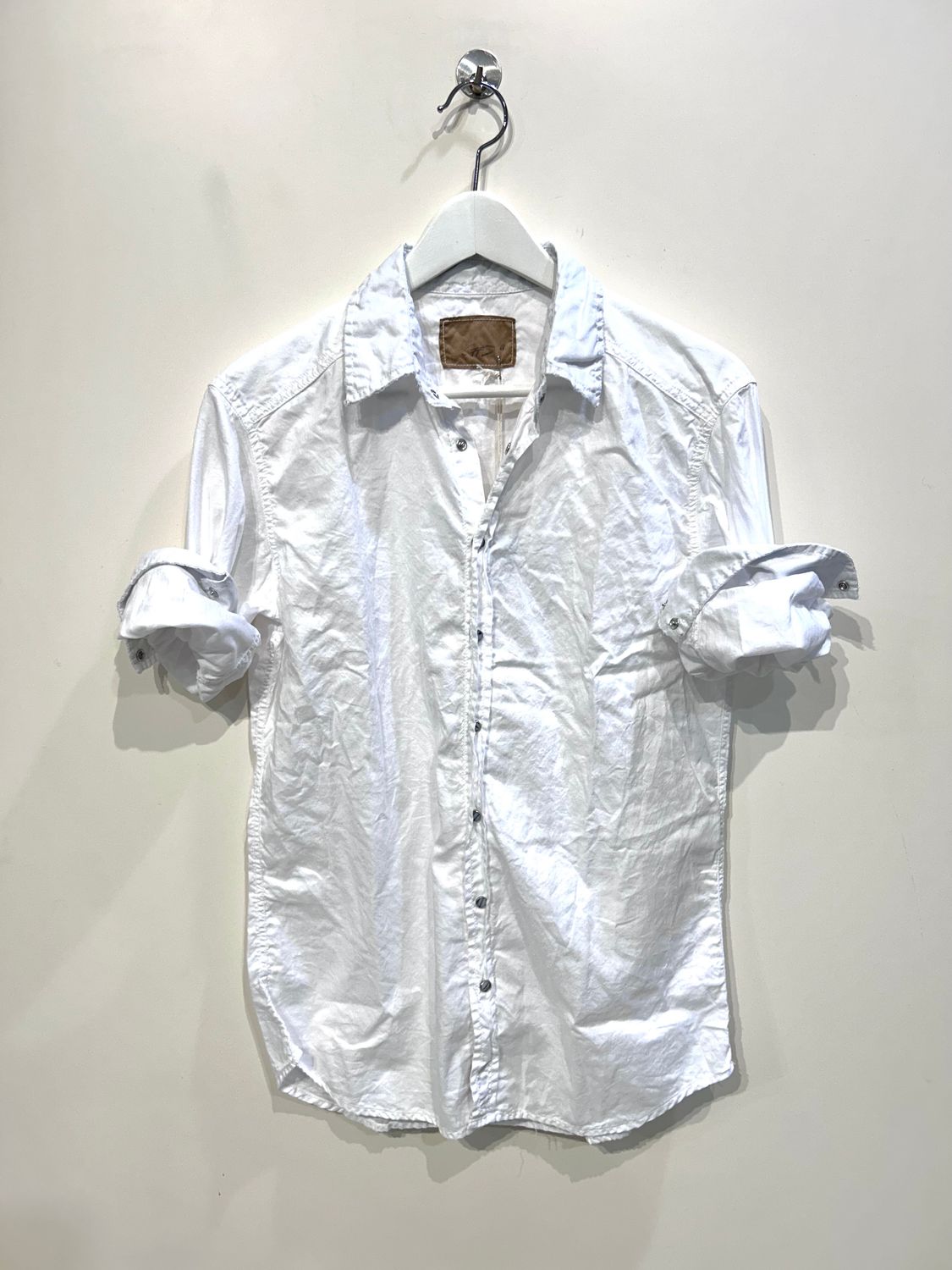 Camicia oxford automatici no Tex microrotture “ carta argentata “. Col. Bianco