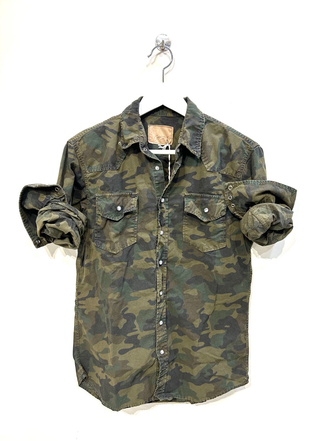Camicia texana in cotone stampa camouflage. Col. Militare