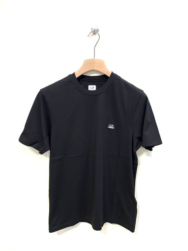 Tshirt in cotone basic logo patch. Col. Nero