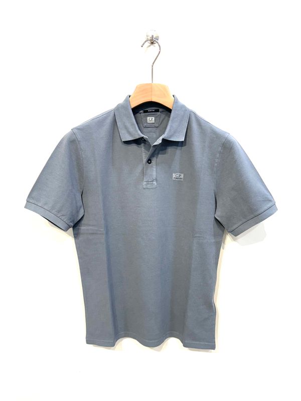 Polo manica corta in piquet di cotone tintura resist dyed. Col. Grigio medio