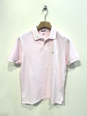 Polo manica corta in piquet di cotone tintura resist dyed. Col. Cipria