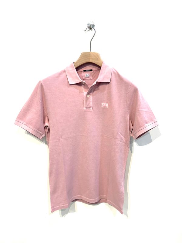 Polo manica corta in piquet di cotone tintura resist dyed. Col. Rosa antico