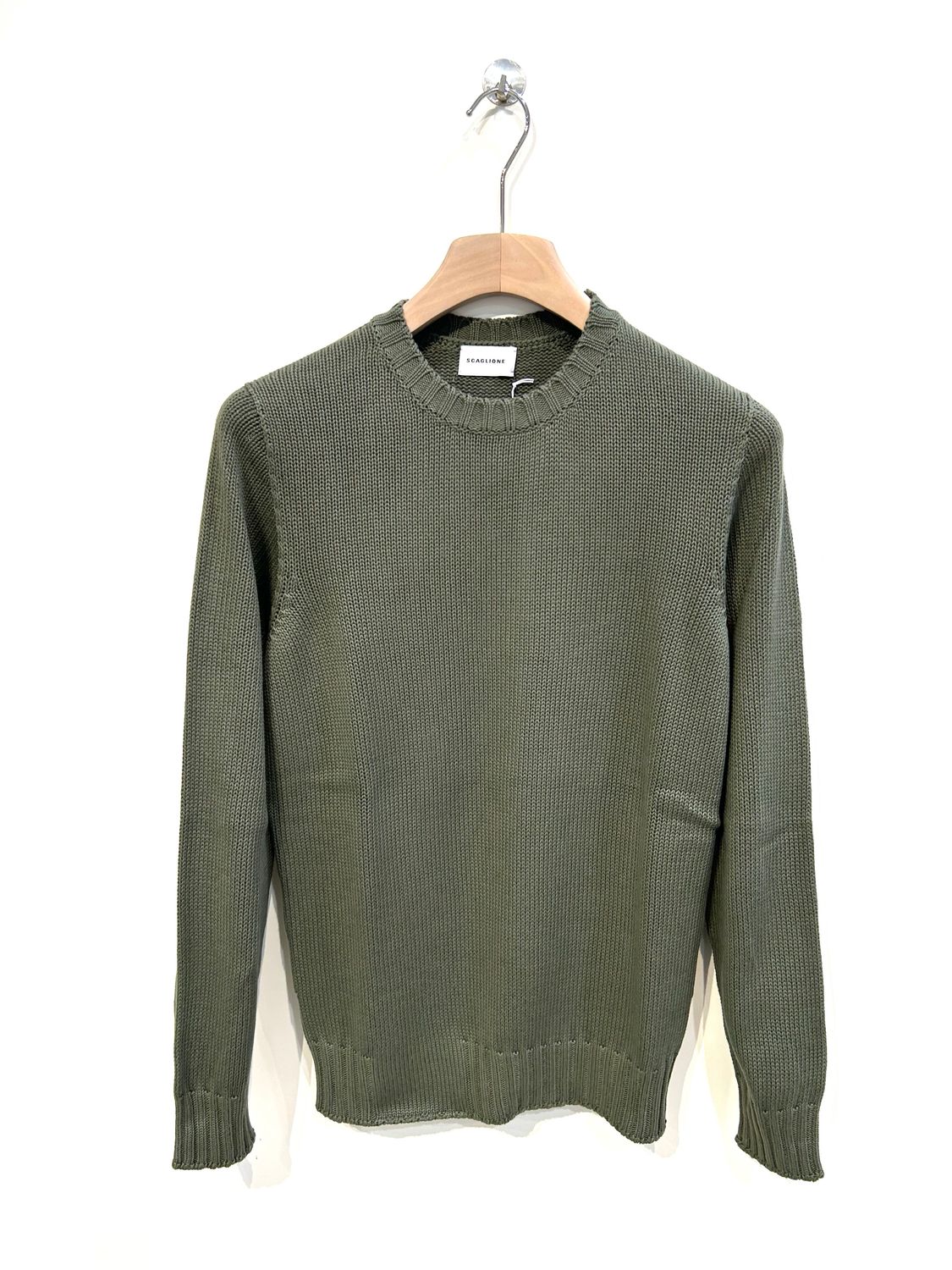 Maglia girocollo in cotone rasato. Col. Militare