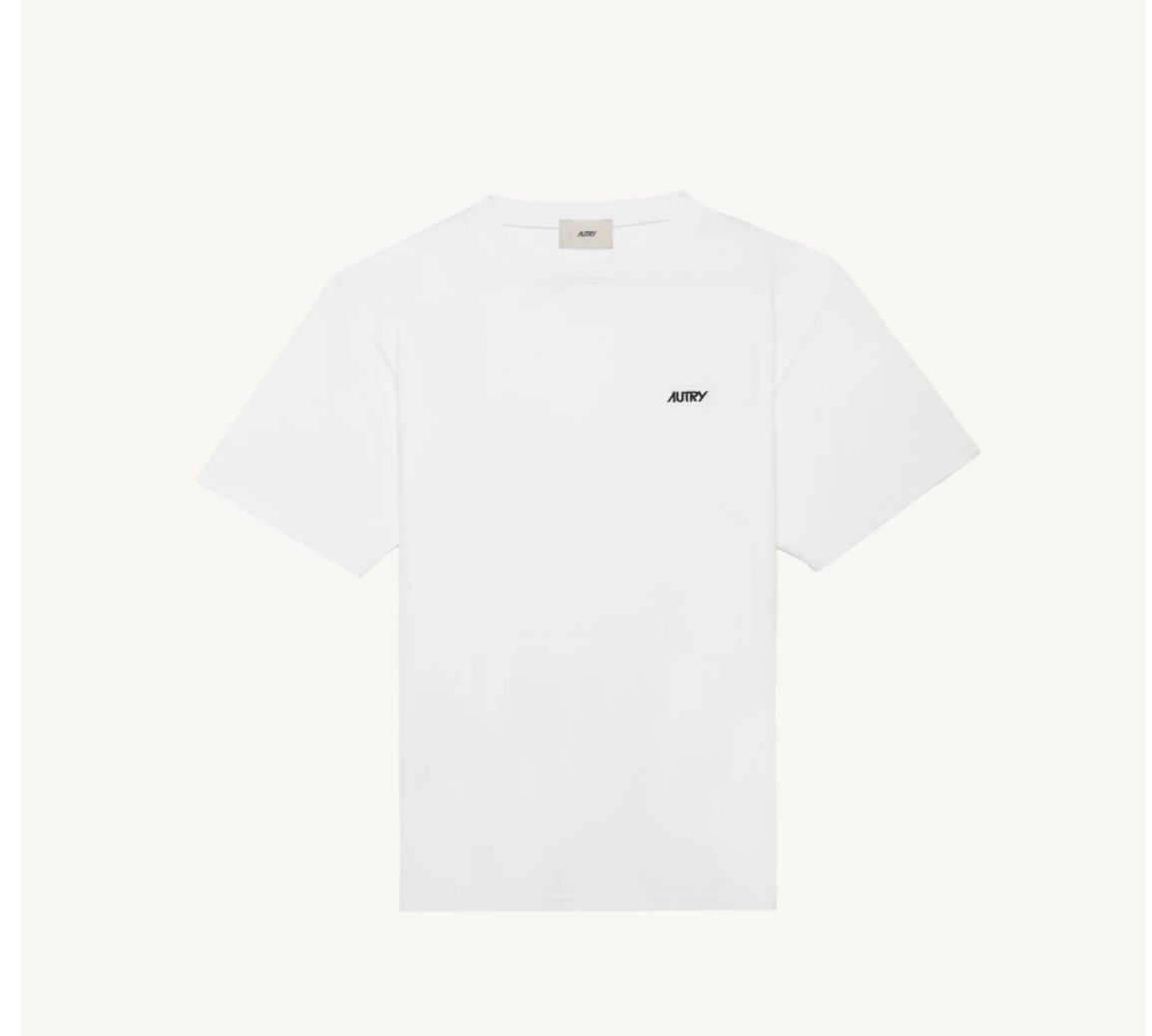 Tshirt in cotone basica, logo frontale ricamato. Col. Bianco Latte