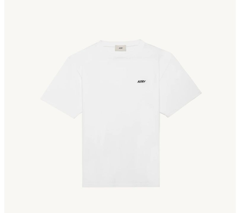 Tshirt in cotone basica, logo frontale ricamato. Col. Bianco Latte