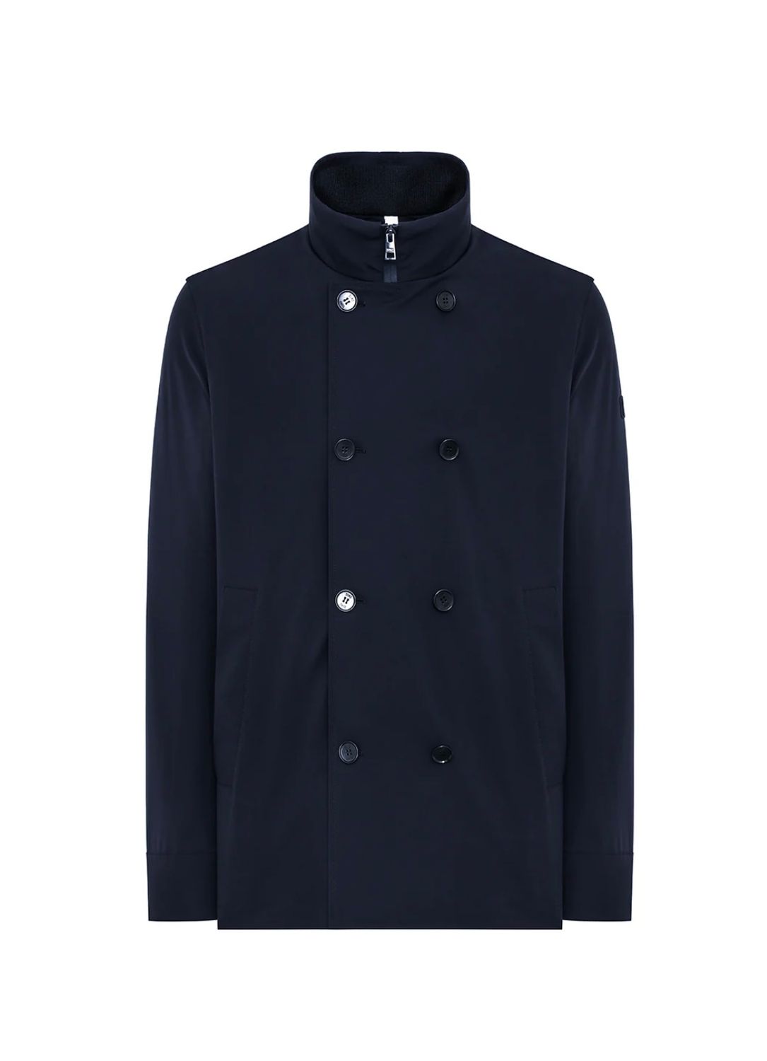 Peacoat doppio petto in nylon strech active. Col. Blu Navy