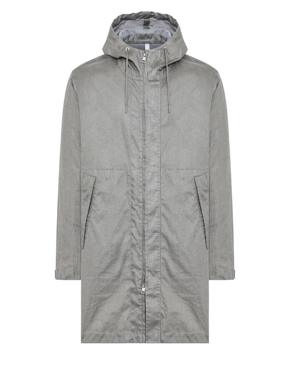 Parka con cappuccio in puro lino oversize. Col. Corda