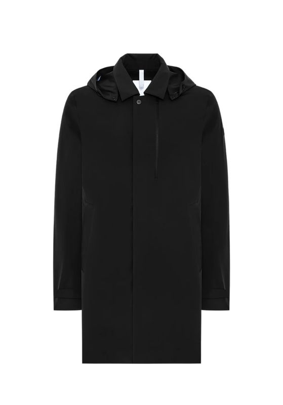 Parka con cappuccio staccabile in nylon bi strech. Col. Nero