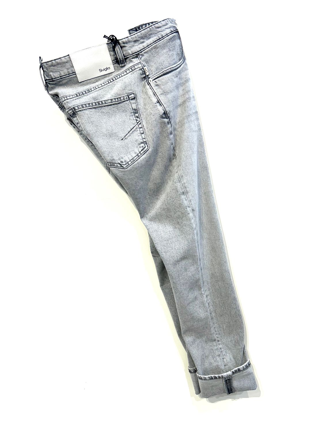 Jeans in denim elasticizzato effetto marmorizzato. Col. Grigio Chiaro