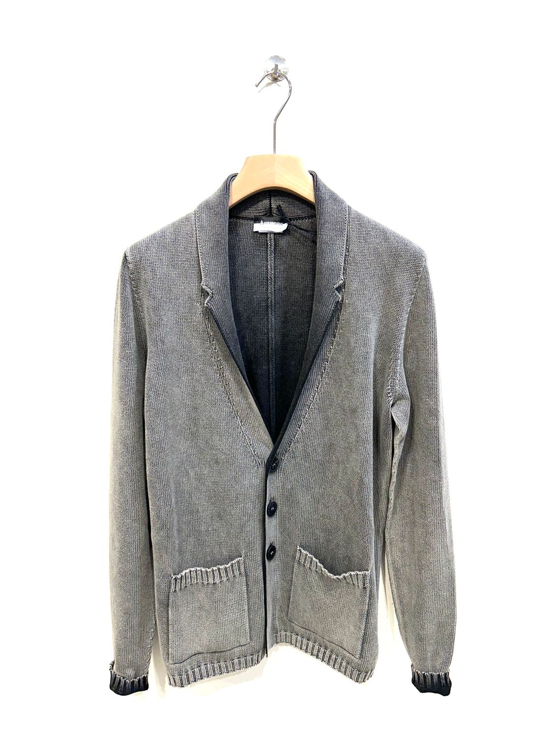 Cardigan blazer in cotone trattamento artigianale aerografo. Col. Grigio ferro