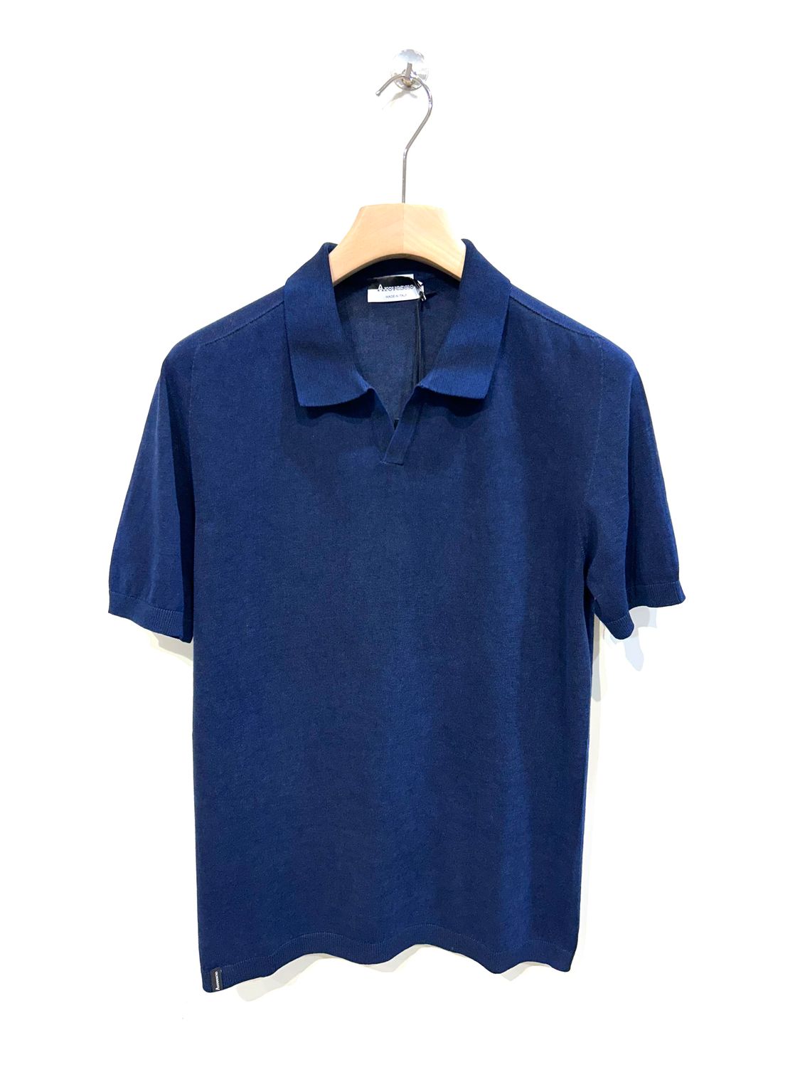 Polo derby in crepe di cotone trattamento aerografo reversibile . Col. Blu navy