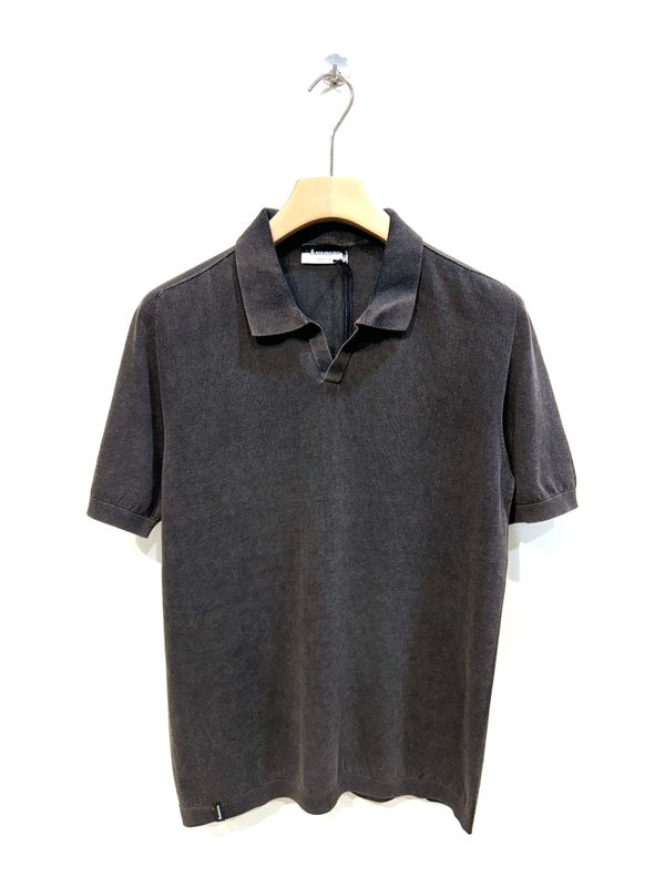 Polo derby in crepe di cotone trattamento aerografo reversibile . Col. Cioccolato