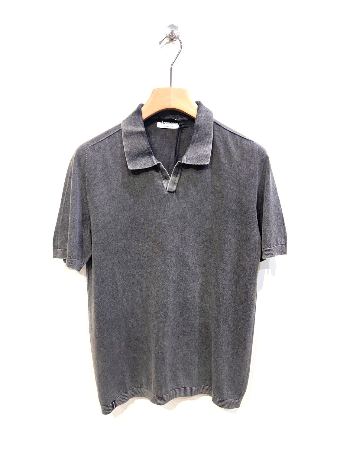 Polo derby in crepe di cotone trattamento aerografo reversibile . Col. Ferro