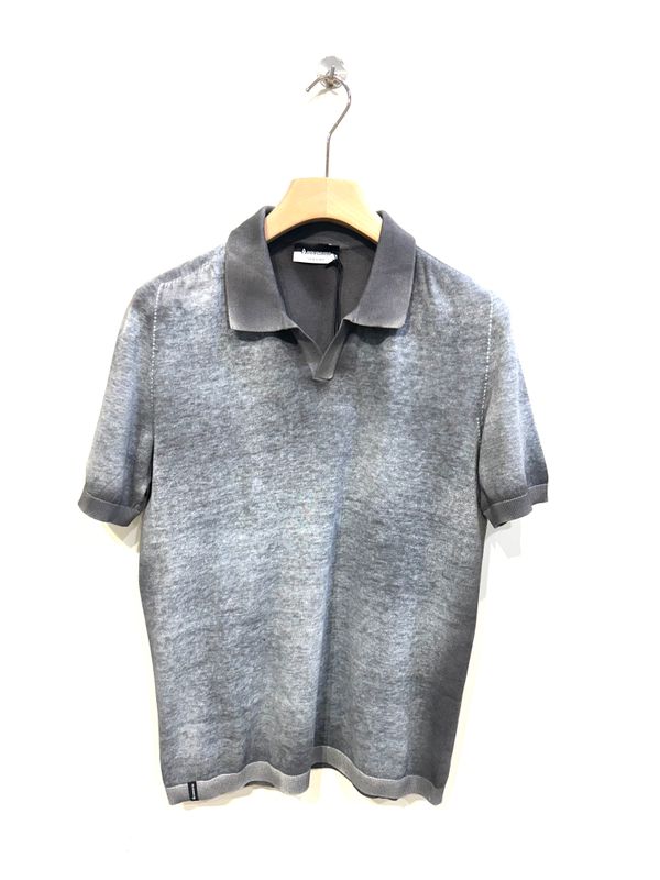Polo derby in crepe di cotone trattamento aerografo supervintage, reversibile. Col. Ferro
