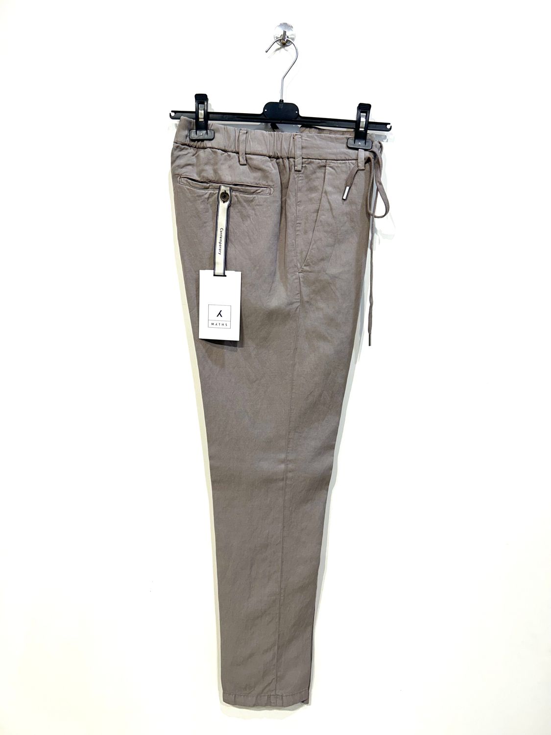Pantalone in lyocel cotone e lino con coulisse. Col. Naurale