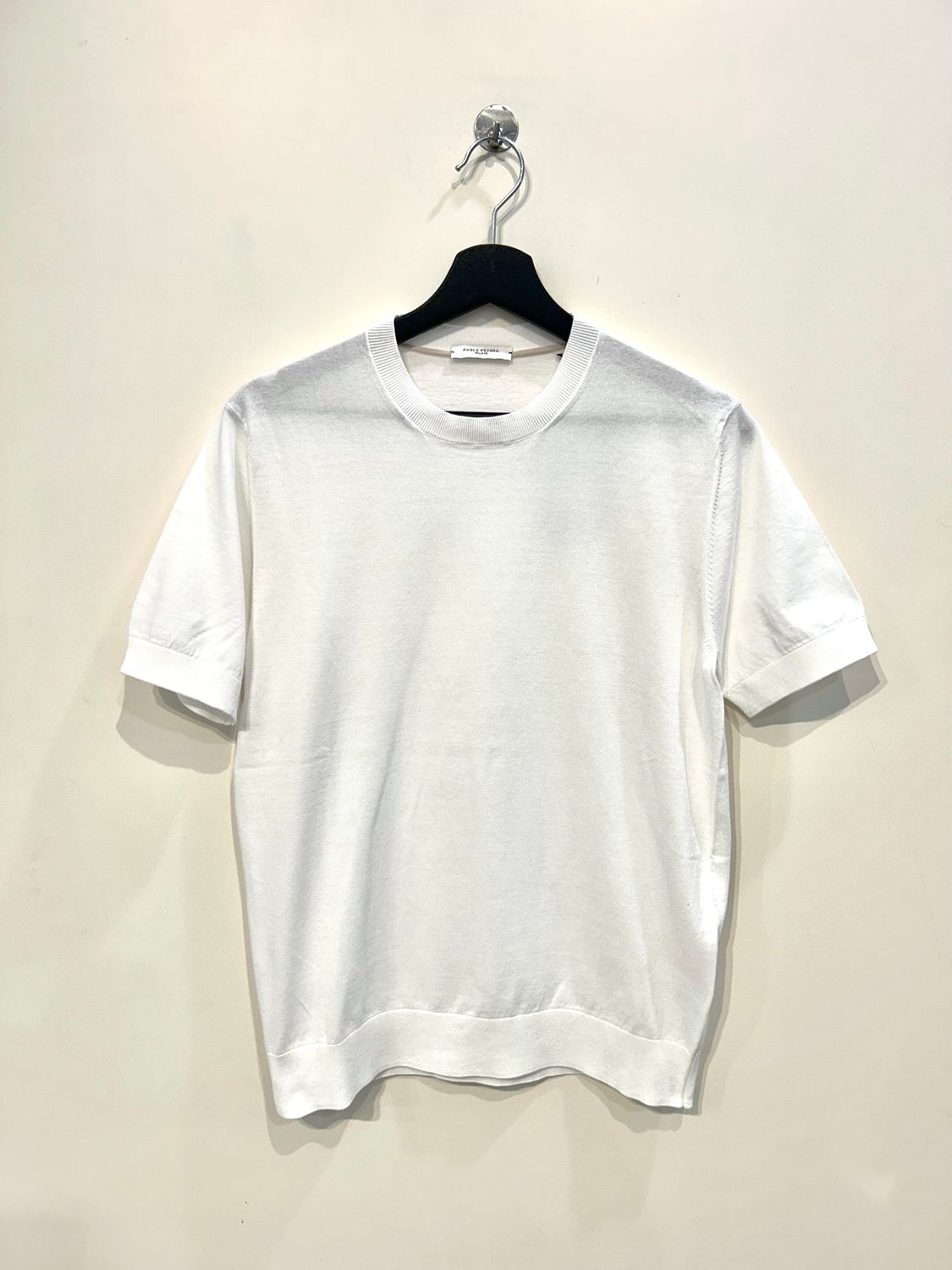 Tshirt in maglia calata in cotone. Col. Latte