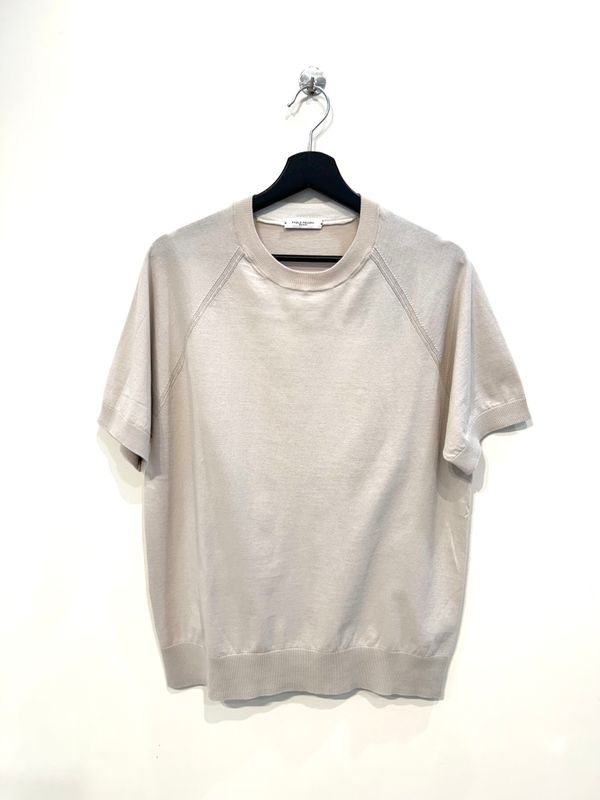 Tshirt in maglia calata in cotone. Col. Gesso