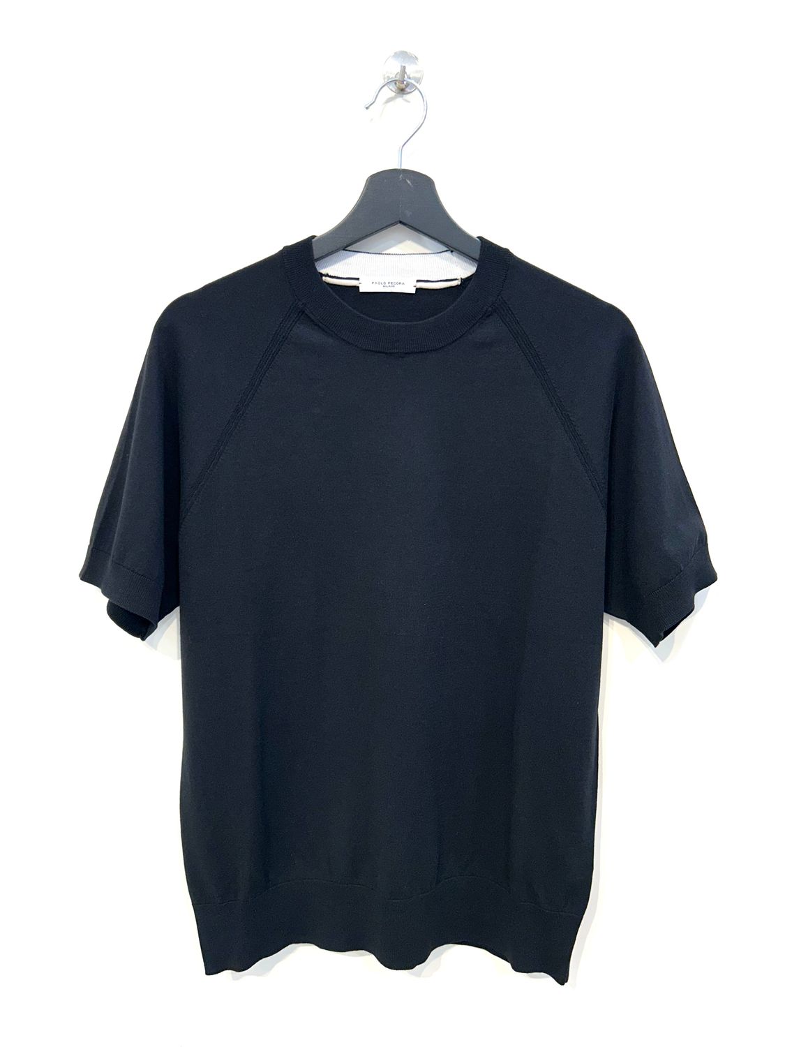Tshirt in maglia calata in cotone. Col. Nero