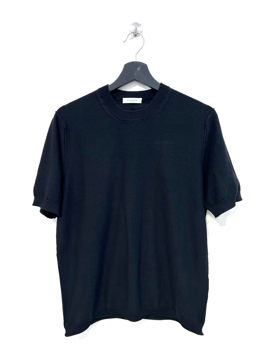 Tshirt in maglia in punto sable’ cotone operato. Col. Nero