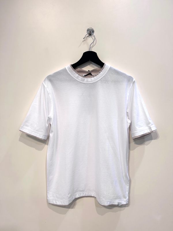 Tshirt in jersey di cotone bordini in contrasto. Col. Bianco