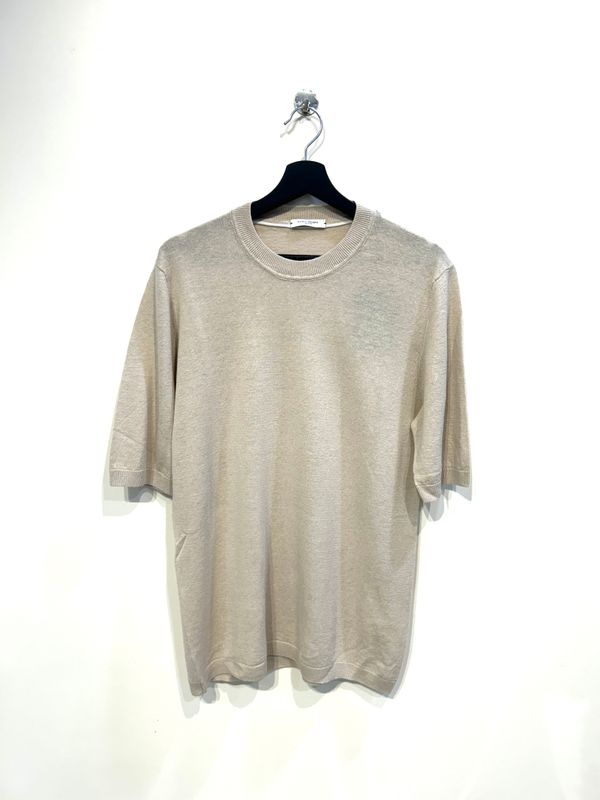 Tshirt in maglia calala in puro lino over fit. Col. Beige