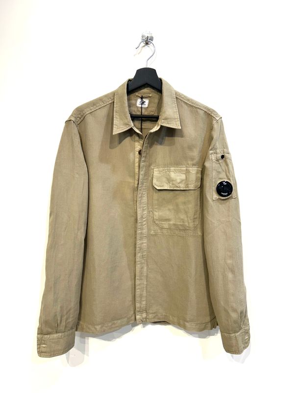 Giacca Camicia in cotone e Lino armaturato . Col. Cachi