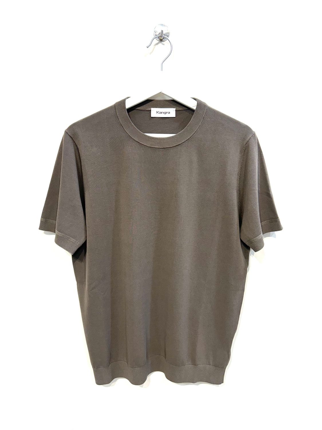Tshirt calata in crepe di cotone tintura stone. Col. Tortora