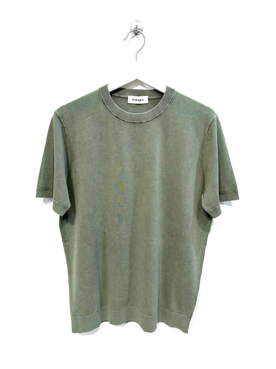 Tshirt calata in crepe di cotone tintura stone. Col. Militare