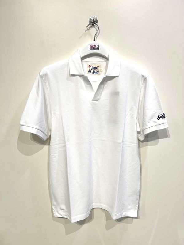 Polo derby in piquet di cotone leggero. Col. Bianco