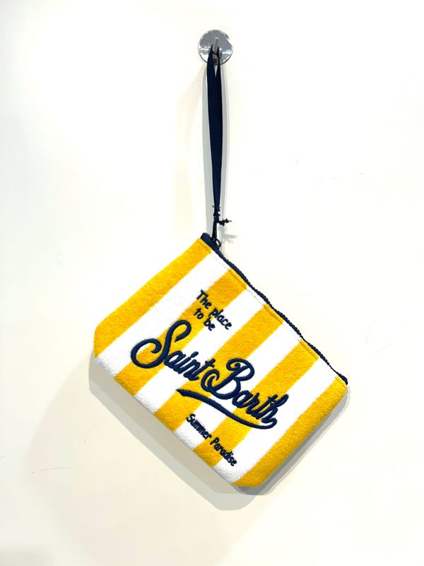 Pochette in spugna rigata. Col. Bianco - Giallo