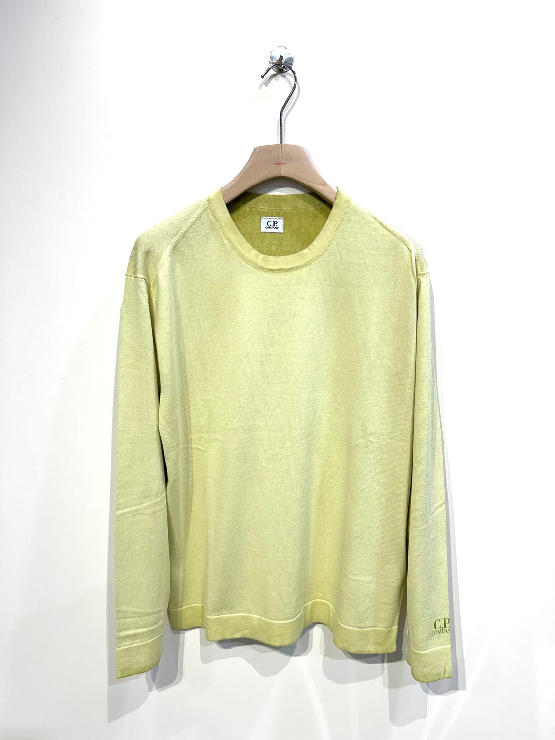 Maglia girocollo in cotone tintura a spruzzo. Col. Lime
