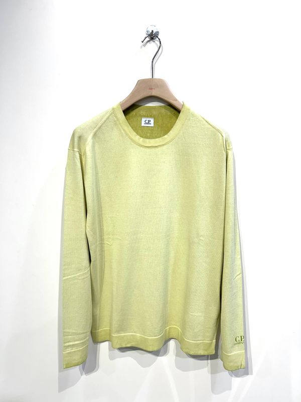 Maglia girocollo in cotone tintura a spruzzo. Col. Lime