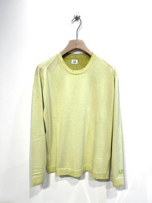 Maglia girocollo in cotone tintura a spruzzo. Col. Lime
