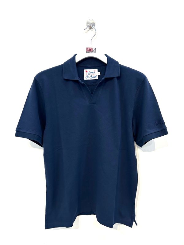 Polo derby in piquet di cotone leggero. Col. Blu navy