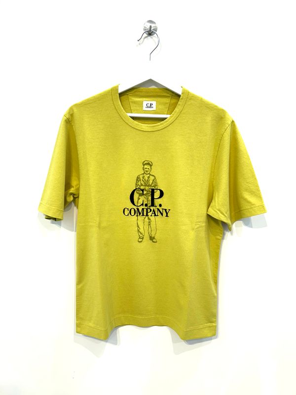 Tshirt in cotone logo iconico frontale ricamato. Col. Acido
