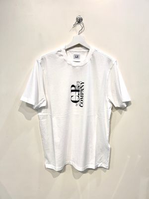Tshirt in cotone stampa frontale verticale. Col. Bianco
