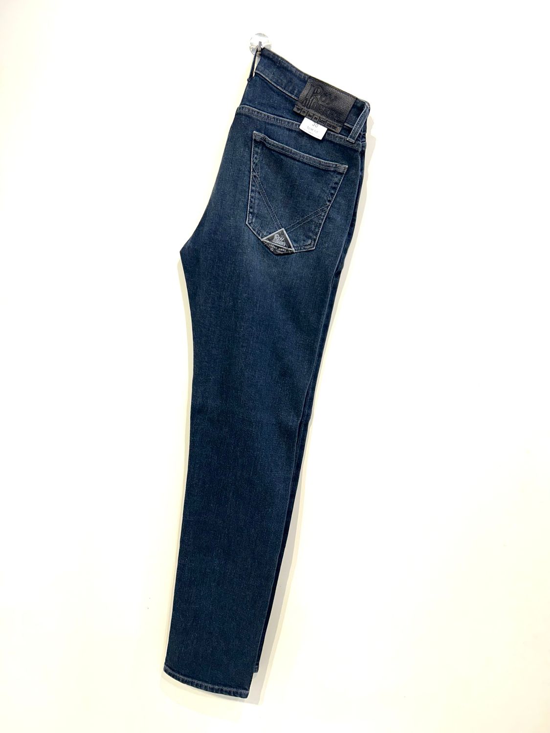 Jeans tela elasticizzata effetto vintage, slim fit. Col. Bleu / Grigio