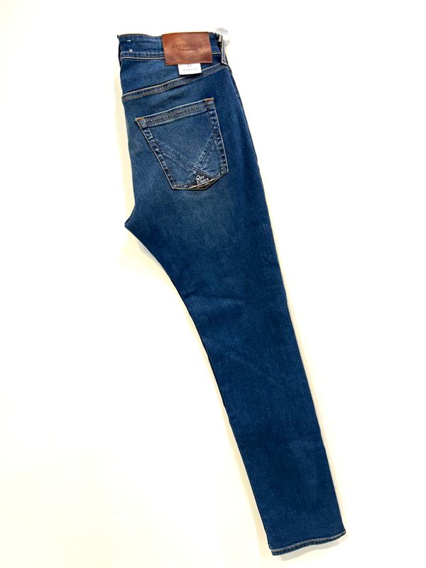 Jeans tela elasticizzata effetto vintage, skinny fit. Col. Bleu scuro