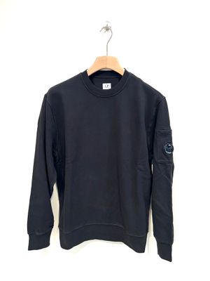 Felpa girocollo fleece garzata e smerigliata. Col. Nero