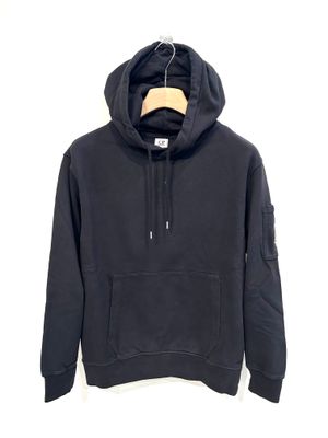 Felpa con cappuccio, fleece garzata e smerigliata. Col. Nero