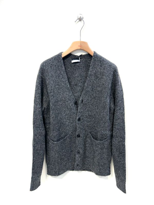 Cardigan con bottoni, in baby alpaca, lana merinos e poly. Col. Antracite