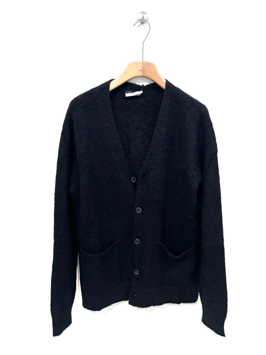 Cardigan con bottoni, in baby alpaca, lana merinos e poly. Col. Nero
