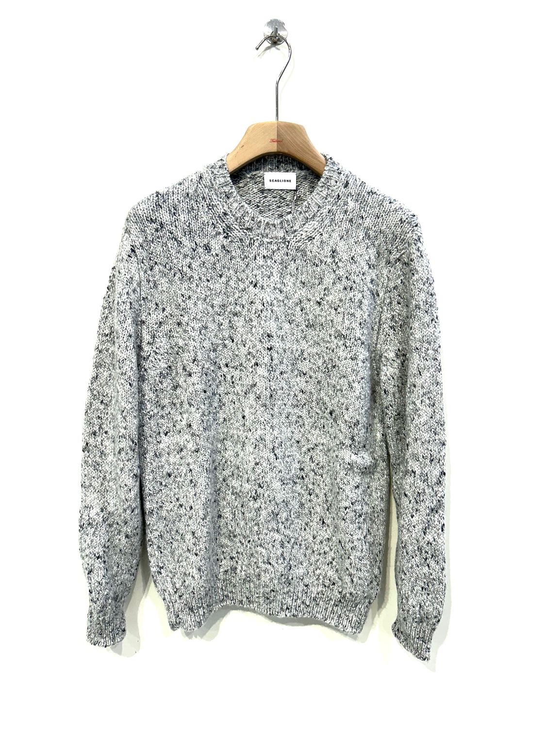 Girocollo muline’ in baby alpaca, cotone e lana. Col. Nero / Grigio